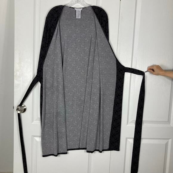 NWOT GEORGE Dress XL Black Purple Stretch Wrap 3/4 Sleeve Knee Geo-Pattern - Picture 4 of 9